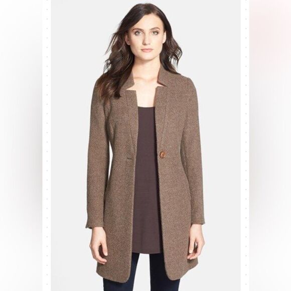 The Fisher Project Notch Collar Alpaca Wool Tweed Blazer Jacket Brown XS - Picture 9 of 13